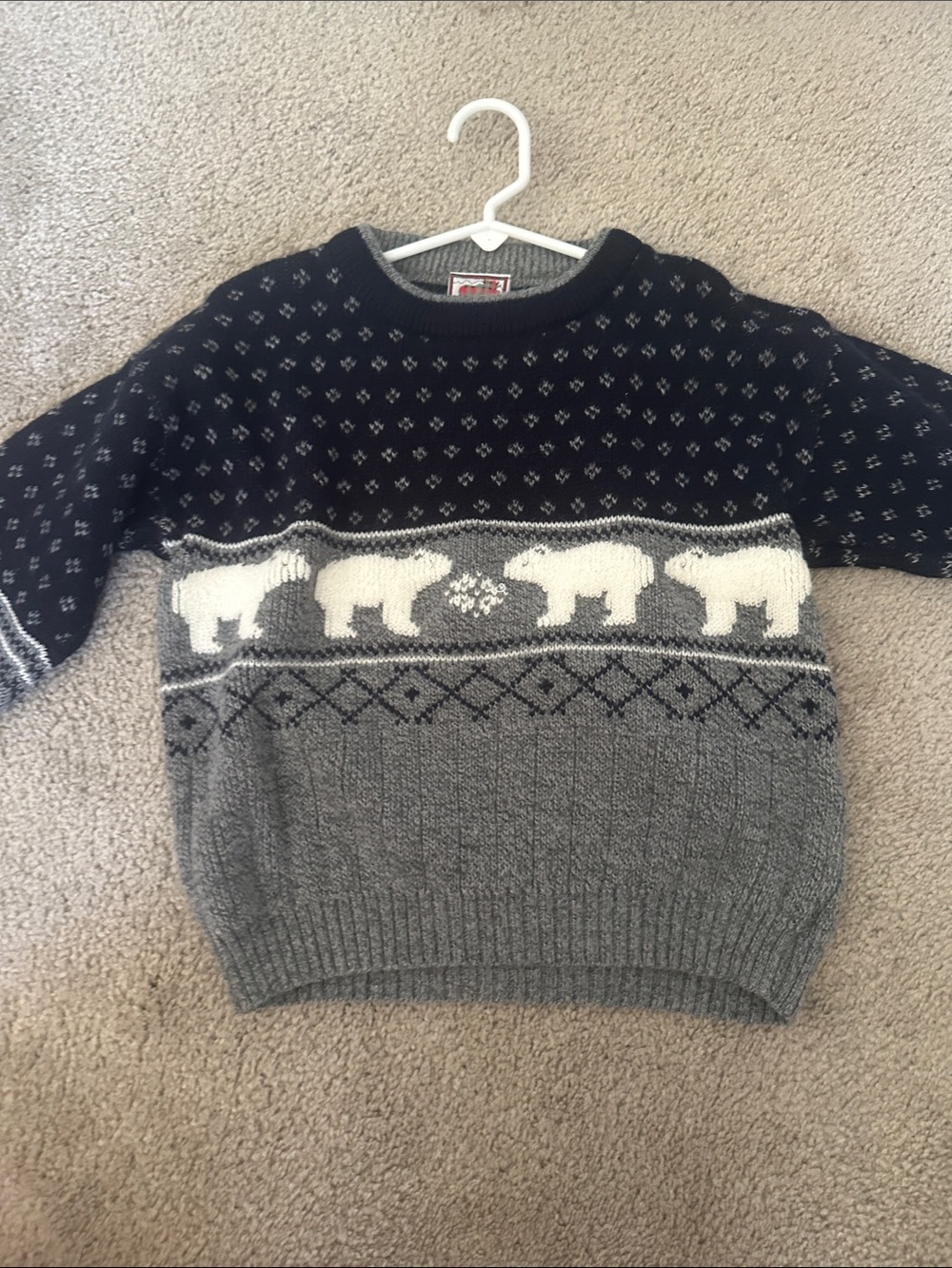 Kids Polar Bear Knit Sweater in Navy and Gray